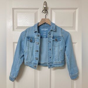 Cat & Jack Girls Size 6 Light Wash Denim Jean Jacket Winter Western Casual Boho